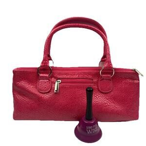 Pink Faux Insulated Single Bottle Wine Carrier Clutch Tote & Ring for Wine Bell